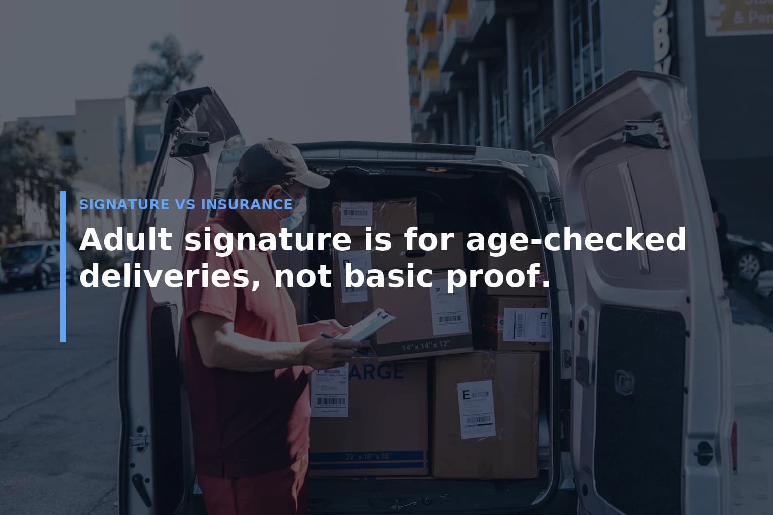 Adult signature is for age-checked deliveries, not basic proof. — Signature vs Insurance
